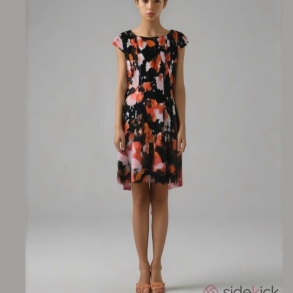 Betsey Johnson Black & Red Abstract Floral Print Dress - Size 6